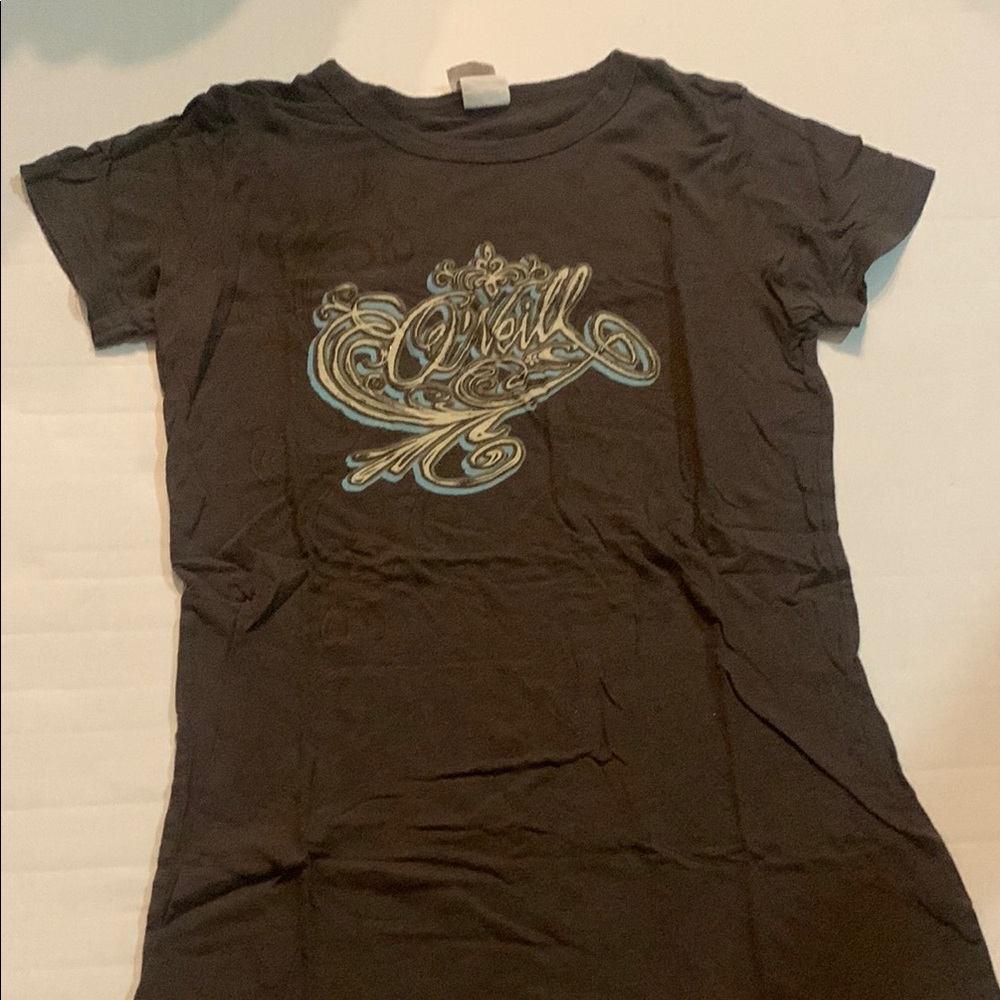 O'Neill Women's Brown Tee with Blue Graphic
